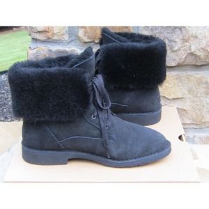 Womens UGG Weylyn Black Suede Boots Authentic Excellent Pre-Owned In Box Size 9